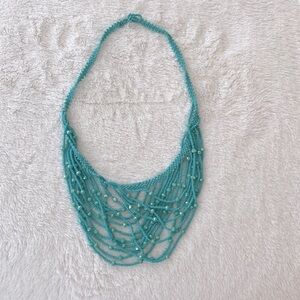 Handmade tiered maxi teal necklace
